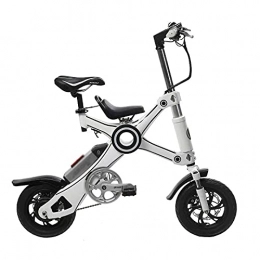 ZXQZ Bicicleta ZXQZ Bicicletas Eléctricas, Bicicleta Eléctrica Plegable de 12 '', Velocidad Máxima de 15, 5 mph, Duración Máxima de La Batería Bicicletas Eléctricas de 20 Millas para Adultos (Color : White)
