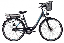 Zündapp Bicicleta ZÜNDAPP Bicicleta eléctrica para mujer de aluminio, con cambio Shimano de 7 marchas, ligera con cesta, 250 W y 13 Ah, batería de iones de litio de 36 V, verde 3.5