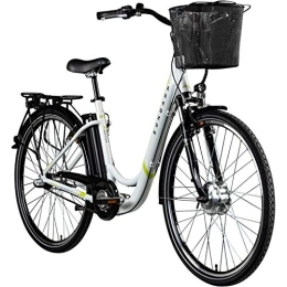 Zündapp Bicicleta ZÜNDAPP E Bicicleta eléctrica para mujer, 700 c, Pedelec Z510, bicicleta eléctrica de 28 pulgadas, color blanco / verde, 48 cm
