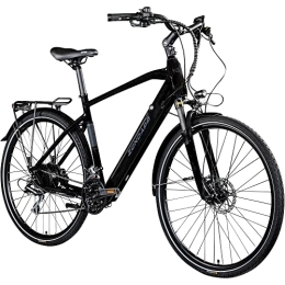 Zündapp Bicicleta ZÜNDAPP Z810 E - Bicicleta eléctrica de trekking para hombre a partir de 160 cm, 24 marchas, 28 pulgadas, con frenos de disco, Pedelec 700c, con iluminación StVO y velocímetro (negro / gris, 52 cm)
