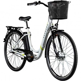 Zündapp Bicicleta Zündapp E Bicicleta eléctrica para Mujer, 700 C, Pedelec Z510, Bicicleta de Ciudad, 28 Pulgadas, Color Blanco / Verde, tamaño 48 cm