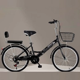 Dushiabu Bicicleta Dushiabu Bicicletas híbridas para Adultos para Hombres y Mujeres, con Marco de Acero Urbano, Transmisión de 7 Velocidades con Ruedas de 22 / 24 Pulgadas para Hombres y Mujeres Adultos, Black-2