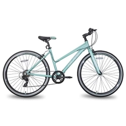Hiland Bicicletas 700C Hybrid Bike Urban City Commuter para Mujer Bicicleta Cómodo con 7 Velocidades, Verde Menta
