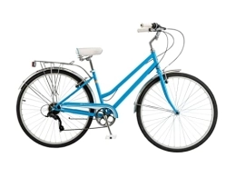 Schwinn Bicicleta Schwinn Wayfarer 500 - Bicicleta híbrida unisex, ruedas 700c, marco de acero HI-TEN de 16 pulgadas, manetas de cambio de 7 velocidades, bastidor de carga trasero, azul cielo