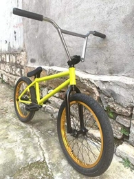 SWORDlimit BMX Bicicleta BMX Freestyle de 20 pulgadas, cuadro de tubo de acero de alta resistencia, buje trasero de aluminio con eje de tarjeta 9T + manivela de 8 teclas + 25T, neumtico 20 X 2.3 ", amarillo