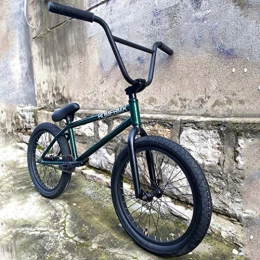 GASLIKE Bicicleta Bicicleta BMX Freestyle de 20 pulgadas para adultos, HOME - Cuadro de acero Cr-Mo v5, horquilla y manillar de 9.3 pulgadas, pedales de nailon, asiento bmx super fat, engranaje 25X9T, verde oscuro