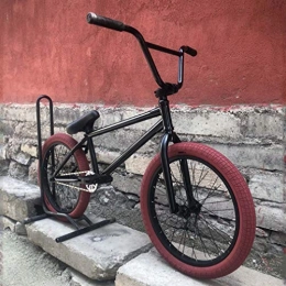 GASLIKE BMX GASLIKE Bicicleta BMX de 20 Pulgadas para Adultos y Adolescentes - Nivel Principiante a avanzado, Acero al Cromo molibdeno de Alta Resistencia, Cuadro Negro / neumáticos Rojos