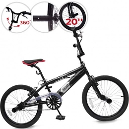 Jago Bicicleta Jago Bicicleta BMX - BlackPhantom con Ruedas de 20 Pulgadas, Cuadro de Acero, Frenos V-Brake, Rotación 360°, con 4 Pegs, Negro - BMX Bikes, Bici Freestyle