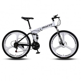 WJTRK1 24 Pulgadas Bikes Bicicleta Montaa, Velocidad 21/24/27 Plegable de Aluminio Doble Freno Disco, 24-Speed Shift, White