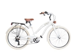 AIRBICI Bicicleta AIRBICI Bicicleta Cruiser Mujer 26" Color Blanco | Bicicleta de Paseo Ruedas Anchas 26 Pulgadas | Bici Beach Cruiser 26", 6 Velocidades, Chasis de Aluminio, Guardabarros, Luces LED y Portaequipajes