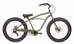 FK Cycling Bicicleta Bicicleta Chopper Crucero Ruedas Fat Bike 26" x 4.0 Cambio de Marchas Shimano 7 velocidades (Verde / Negro)