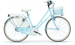 MBM Bicicleta Bicicleta Elegante Mujer MBM Riviera 26 Pulgadas Bastidor y Cesta Luces Azul