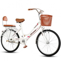 MLSH Crucero Bicicleta for mujer, 22 24 pulgadas Estilo holandés Patrimonio clásico Damas tradicionales Bicicletas blancas, Bicicletas de carretera urbana al aire libre Cuadro de bicicleta de acero de alto carbono