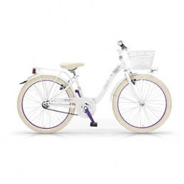 MBM Bicicleta Bicicleta MBM FLEUR 24 "1S marco de acero - cesta de la bicicleta incluido (White)