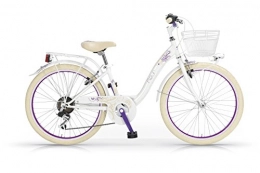 MBM Bicicleta Bicicleta MBM Fleur 26 "Mujeres 6S marco de acero - incluyendo basket (White)