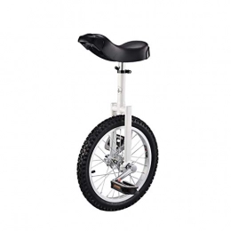 BOT Monociclo BOT 16" / 18" Monociclo Ajustable Bicicleta de Una Rueda Monociclos, Unisex, de Alta Resistencia Acero de manganeso Tenedor, Asiento Ajustable, Forjado Crank (Color : White, Size : 16 in)