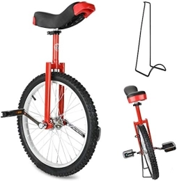 LXLH Monociclo LXLH Monociclo, Ejercicio de Ciclismo de Equilibrio de neumático de montaña Antideslizante Ajustable en Altura, con Soporte de Monociclo, Monociclo de Rueda, Rojo, 18 Pulgadas