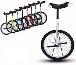  Bicicleta Monociclo de Bicicleta Rueda de 16 / 18 / 20 Pulgadas Monociclo Unisex Marco de Acero Resistente y llanta de aleación, para niños / Adultos, cumpleaños, 8 Colores Opcionales (Color : WH