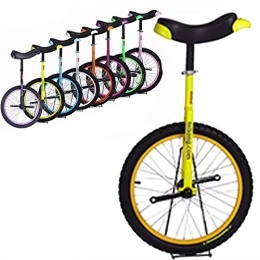 WHR-HARP Bicicleta WHR-HARP Monociclo Ajustable Bicicleta de Una Rueda Monociclos Acero 20 Pulgadas, con Cómodo Asiento de Sillín de Liberación, Adecuado para Adultos y Niños, Monociclo Ajustable para Exteriores, Yellow