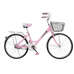 M-YN Paseo 26 Pulgadas De Bicicleta Clásica, Bicicleta De Crucero De Playa, Bicicleta Retro Común De Bicicleta Cuerpo De Viaje Fase De La Bicicleta De Jinete De Jinete De Mujer con Cesta Delantera(Color:Rosa)