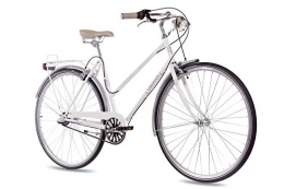 CHRISSON Bicicleta 28 pulgadas Nostalgie City – Rueda City Bike Mujer CHRISSON Vintage City Lady N3 con 3 marchas Shimano Nexus Blanco 2017