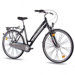 CHRISSON Paseo 71.12 cm pulgadas LUXUS ALU City Bike bicicleta de trekking para mujer CHRISSON SERETO 2.0 con 3 G Shimano Nexus de homologacin para transporte por negro mate