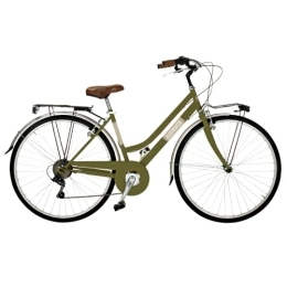 AIRBICI Paseo Airbici 603AC Bicicleta de Paseo Mujer Verde Oliva | Bicicleta Vintage de Paseo 6 Velocidades, Chasis de Acero, Guardabarros, Luces LED y Portaequipajes | Bici Urbana Mujer Modelo Allure 603AC
