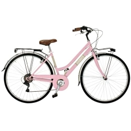 Airbici Bicicleta de Paseo Mujer Rosa | Bicicleta Vintage de Paseo 6 Velocidades, Chasis de Acero, Guardabarros, Luces LED y Portaequipajes | Bici Urbana Mujer Modelo Allure 603AC