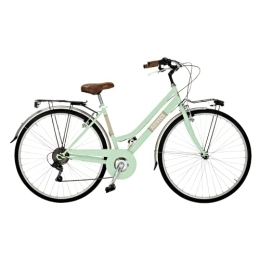 AIRBICI Paseo Airbici Bicicleta de Paseo Mujer Verde Giulietta | Bicicleta Vintage de Paseo 6 Velocidades, Chasis de Acero, Guardabarros, Luces LED y Portaequipajes | Bici Urbana Mujer Modelo Allure 603AC