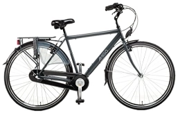 amiGO Bicicleta Amigo Bright - Bicicleta de Cuidad de 28 Pulgadas para Hombres - Adecuada para Alguien a Partir de 165-170 cm - Engrenaje Shimano Nexus con 3 velocidades - con V-Brakes, iluminación y estándar - Gris