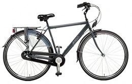 amiGO Bicicleta Amigo Bright - Bicicleta de Cuidad de 28 Pulgadas para Hombres - Adecuada para Alguien a Partir de 175-185 cm - Engrenaje Shimano Nexus con 3 velocidades - con V-Brakes, iluminación y estándar - Gris