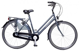amiGO Bicicleta Amigo Bright - Bicicleta de Cuidad de 28 Pulgadas para Mujeres - Adecuada para Alguien a Partir de 170-175 cm - Engrenaje Shimano Nexus con 3 velocidades - con V-Brakes, iluminación y estándar - Gris