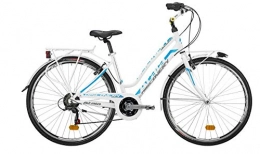 Atala Paseo Atala 2020 Discovery - Bicicleta de Ciudad para Mujer, 21 velocidades, Color Blanco y Azul, Talla 49 (M)