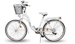 BDW Bicicleta BDW Alice Comfort - Bicicleta holandesa para mujer (6 marchas, 28 pulgadas, con soporte trasero, con clic), color blanco