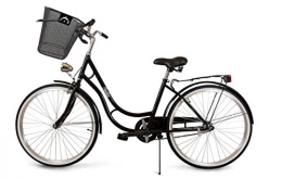 BDW Bicicleta BDW Bella Komfort - Bicicleta con soporte trasero, estilo holandés, para mujer, 1 marcha, 26 pulgadas, color negro