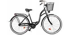 Desconocido Paseo Bicicleta BDW de 18 pulgadas, para mujer, para ciudad, trekking, trekking, 1 marcha, cesta KOSTELNOS (negro)
