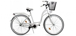 Desconocido Bicicleta Bicicleta BDW de 26 pulgadas, para mujer, para ciudad, trekking, 1 marcha, cesta KOSTELNOS (blanco)