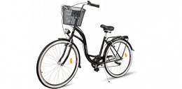 Desconocido Bicicleta Bicicleta BDW de 26 pulgadas, para mujer, para ciudad, trekking, 7 velocidades, cesta KOSTELNOS (negro)