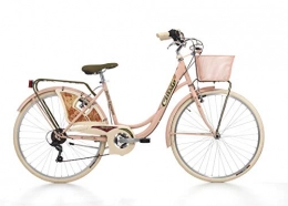 Bicicleta Cinzia Belle Epoque para mujer, cuadro de acero, 6 velocidades, 26 pulgadas, talla 44, Powder Pink