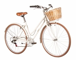 FK Cycling Bicicleta Bicicleta Clasica bara Baja Kawaii Bicicleta híbrida Paseo 6 velocidades con Cesta Fija de Alambre y Cesta Potable de Mimbre, tamaño M 450