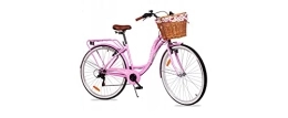 Desconocido Paseo Bicicleta de ciudad para mujer y niña, de BDW, de 28 pulgadas, para ciudad, trekking, 3 velocidades, cesta KOSTELNOS (rosa)