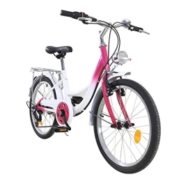 TIXBYGO Bicicleta Bicicleta Infantil de 20 Pulgadas para niños y niñas, Estilo BMX para niños, Bicicleta de 6 velocidades, Bicicleta con luz al Aire Libre, Ejercicio Infantil, Regalo para niños de 12 a 14 años, Rosa