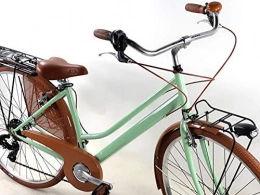 CSM Paseo Bicicleta Mujer Retro Vintage Bici de Paseo Ruedas 28″ con Cambio Shimano 6 Velocidad / Verde Pistacho