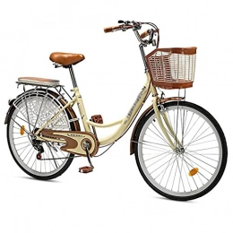 M-YN Bicicleta Bicicleta para Mujer Y Hombres con Bastidor Trasero, 26 Pulgadas De 6 Velocidades Comfort Bikes Classic Retro Bicycle Beach Cruiser Bicicleta Bicicleta Cómoda Carrera Bicicleta(Color:marrón)