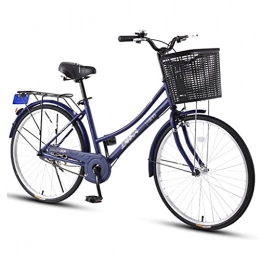 M-YN Paseo Bicicletas De Crucero Completas, Bicicleta De Playa De 26 Pulgadas Para Mujeres - Bicicleta Clásica De Bicicleta Retro Con Cestas Y Bastidores Traseros, Cómoda Bicicleta De C(Size:24inch, Color:azul)