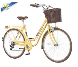 breluxx Paseo breluxx® - Bicicleta de Ciudad para Mujer de 28 Pulgadas Venera Fashion Karma, Color Crema, con Cesta + luz, Bicicleta Retro, 6 Marchas, Modelo 2019