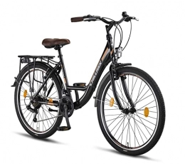Chillaxx Paseo Chillaxx Bike Strada Premium City Bike en 26 y 28 pulgadas – Bicicleta para niñas, niños, hombres y mujeres – 21 velocidades – Bicicleta holandesa (26 pulgadas, freno en V negro y marrón)