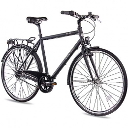 CHRISSON Bicicleta CHRISSON Bicicleta de ciudad para hombre de 28 pulgadas, color negro mate, 56 cm, con 7 marchas Shimano Nexus, práctica bicicleta de ciudad para hombres