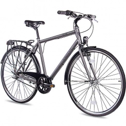 CHRISSON Bicicleta CHRISSON City One - Bicicleta de ciudad para hombre (28 pulgadas, 53 cm), color gris antracita mate con 3 marchas Shimano Nexus