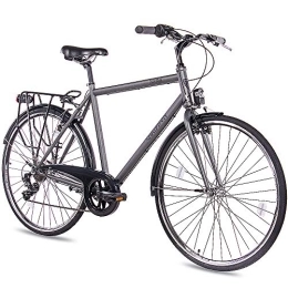 CHRISSON Paseo CHRISSON City One - Bicicleta de ciudad para hombre (28 pulgadas, 56 cm), color gris antracita mate con 7 marchas Shimano Tourney